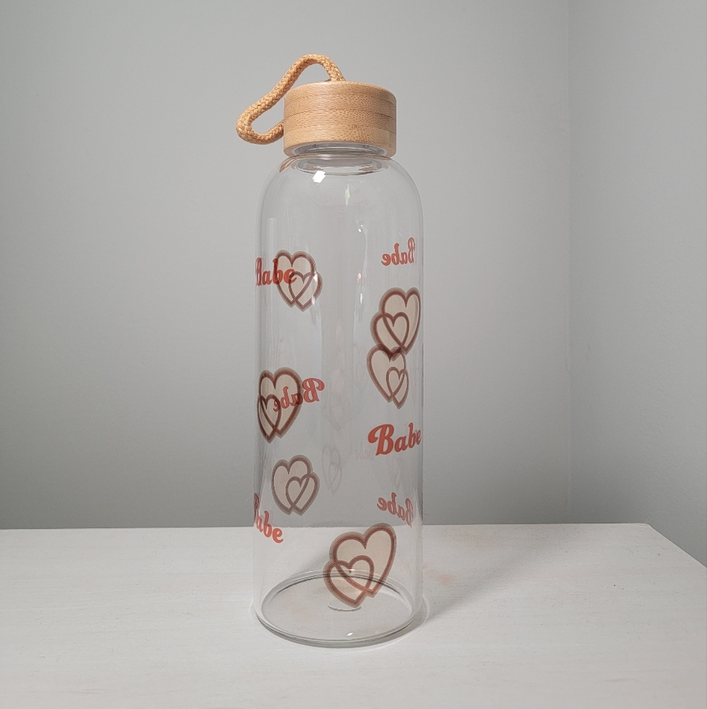 Heart Glass Water Bottle